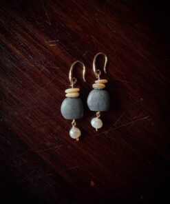 Alternative view of 垂墜水泥珍珠耳環 可改夾式