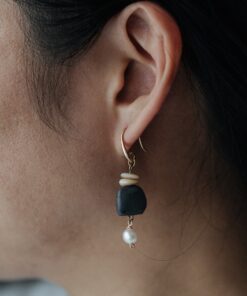 垂墜水泥珍珠耳環 可改夾式